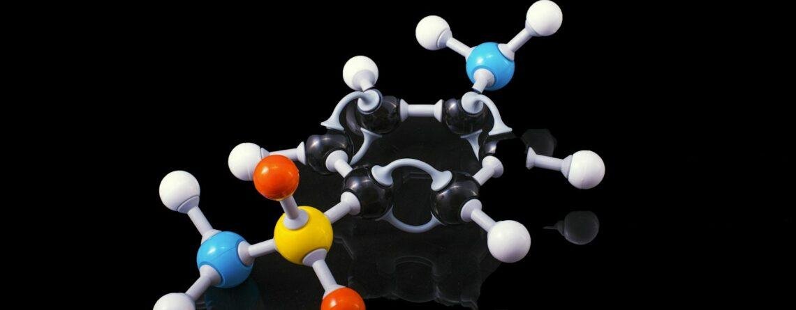 Molecular model with colorful atom spheres